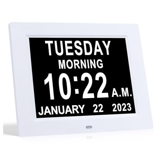 TMC [Newest Version] Digital Calendar Day Clock -Extra Large Impaired Vision Memory Loss Clock with 12 Alarm Options for Seniors, Elderly, Dementia, Alzheimer (8-inch)