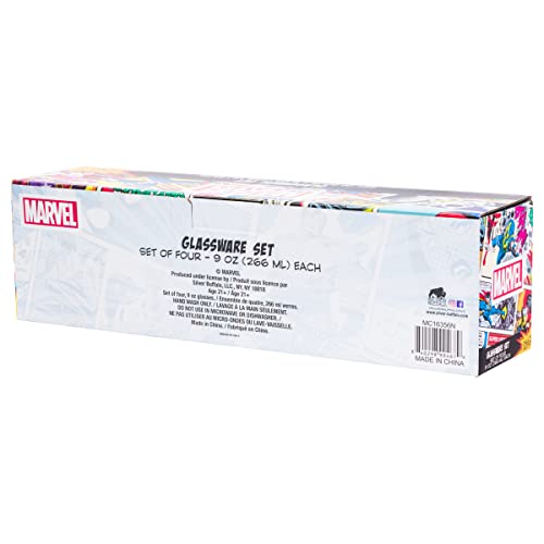 Silver Buffalo Marvel Comics Action Poses 4Pc Rocks Glass Set, 9 Ounces #TOP7