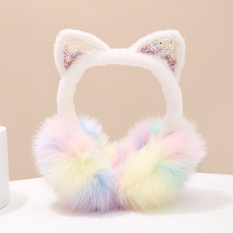 JIAHG Cute Cartoon Animal Winter Earmuffs Soft Faux Fur Ear Warmers Adjustable for Adults Teens Thermal Plush Ear Muffs2