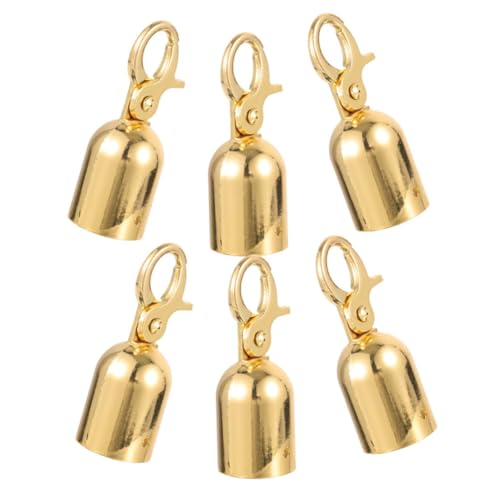 IWOWHERO 6pcs Concierge Post Hook Rope Stopper End Balls Cord Hook Cord End Snap Hook Cord Lock Decking Rope Fittings Crowd Control Barriers Stopper Cord Rope Ends Golden Zinc Alloy