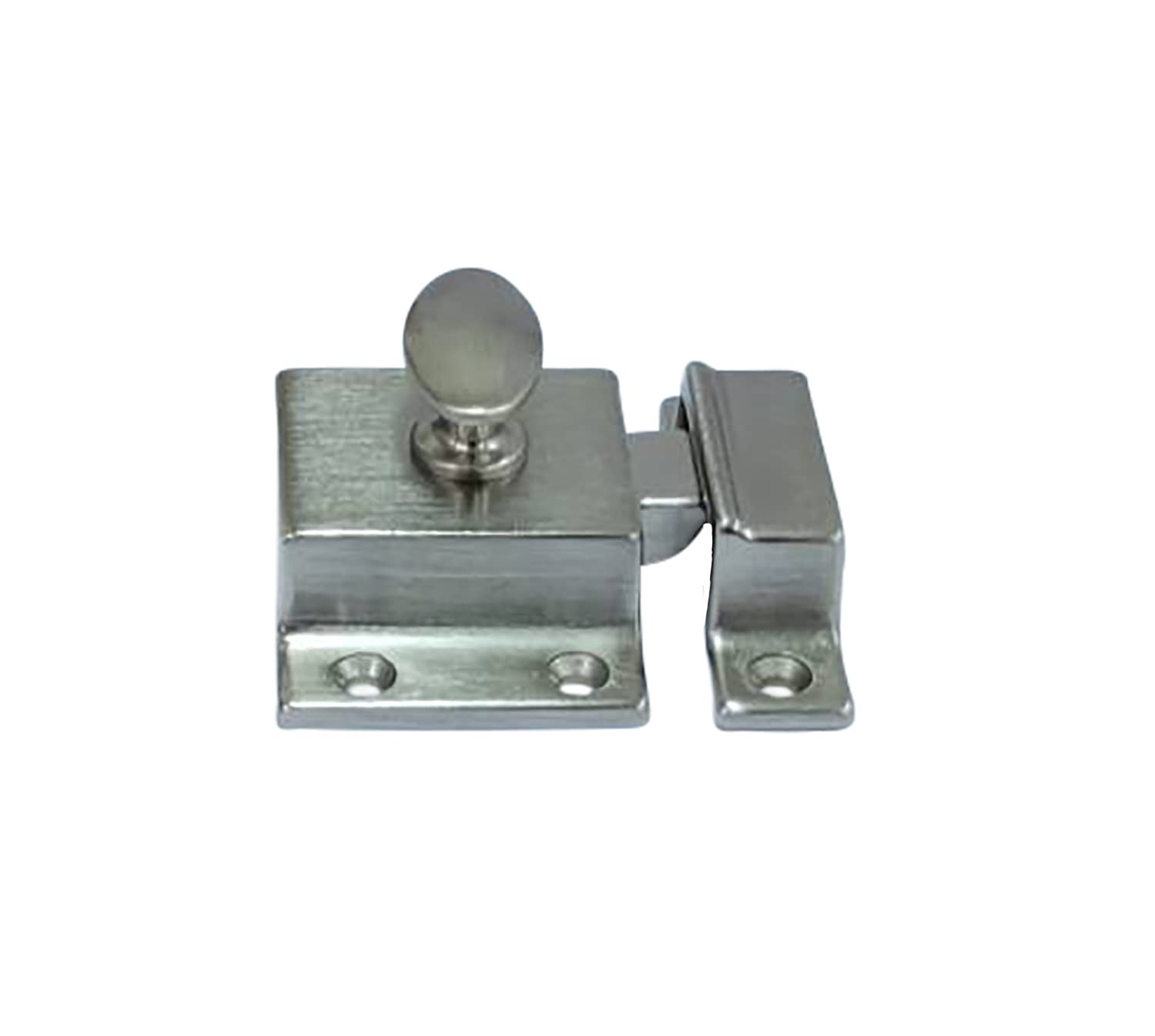 QCAA Traditional Large Oval Turn Cabinet Latch, Solid Brass, 2", for Cupboard & Other Furniture, Brushed Satin Nickel, 1 Pack, Made in Taiwan