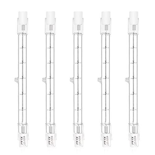 Bonlux 500W R7S Tubo 118mm Halógeno Regulable Blanco Cálido 2800K Lineal R7S Lápiz Bombilla 11000lm AC 220-240V para Iluminación del Hogar, Trabajo, Seguridad, Lámpara de Pie, Etc (5 Piezas)