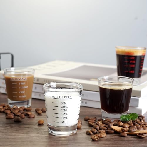 Vaso medidor de vidrio 30ml con marcas rojas miniatura 6