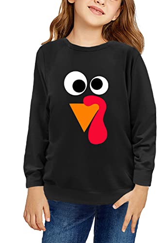 Remimi Toddler Boys Thanksgiving Pullover Sweatshirt Turkey Print Long Sleeve Thankful Casual Black Shirt 3-4 Years