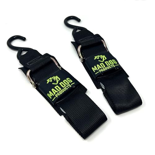 Mad Dog Products Boat Trailer Tie Down Straps (2-Pack) - Heavy Duty 2 Inch x 4 Foot Boat Tie Down Straps to Trailer - Proudly Made in USA