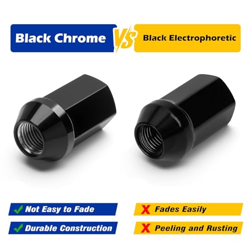 Image of Dynofit 14x1.5 Lug Nuts Compatible with 2008-2026 Chevy Silverado GMC Sierra 2500 3500,32PCS Black Chrome Wheel Lug Nuts,for 2012+ RAM 2500 3500,Anti-Rust and Corrosion-Resistant,for Cold Winter