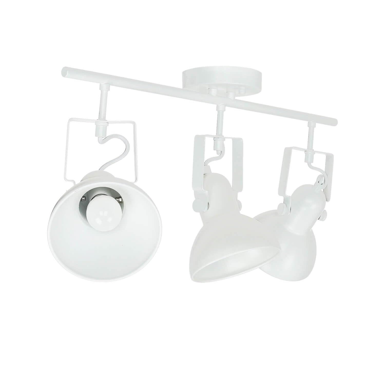 Spot sur rails à 3 lumières en métal au design rétro blanc L:56cm réglable 3xE14 idéal pour le salon et le couloir