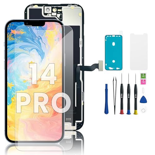 EXW for iPhone 14 Pro Screen Replacement 6.1 Full HD LCD Display Digitizer Quality Touch Screen with Repair Tools Waterproof Seal & Protector Compatible with A2650 A2889 A2892 A2891 A2890
