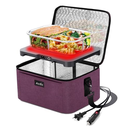 Aotto - Calentador de alimentos portátil portátil mini horno portátil – 12 V, 24 V, 110 V, 3 en 1 fiambrera eléctrica calentada para cocinar y recalentar comidas en la oficina, coche, camión, viajes,