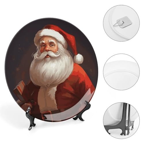Plato decorativo Santa Claus de cerámica 7 pulgadas miniatura 4