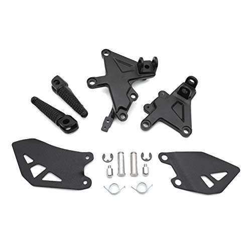 Httmt- Black Motorcycle Front Assembly Driver Footpeg Foot Rest Pedals Frontset Foot Step Frame Bracket Kit Compatible With 2011-2020 Ninja Zx-10R Kawasaki (Color:black) [P/N: Mt390-045-Bk] #TOP1