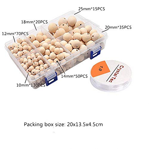 Image of DIY Natural Wood Beads Set - 1 Roll Crystal Elastic Line Decoration Accessories - Bracelet & Necklace Handicraft