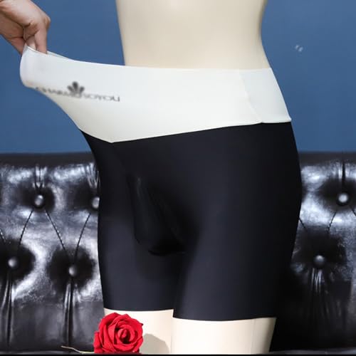 LESOYA Men's Sexy Ice Silk Panties High Waisted Breathable Semitransparent Boxer Briefs Boy Shorts Underwear3