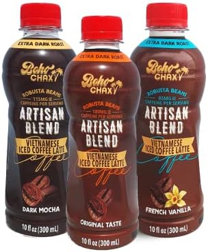 Café Sua Da Vietnamese Iced Coffee Lattes Flavor Bundle | Cold Brew Made with Strong, Bold Robusta Beans | Sustainably Sourced | 10.14 Fl Oz Bottles | Traditional, Dark Mocha, and French Vanilla