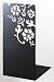 Kirie - A Pair of Black Metal Bookends with Flower Cutout Pattern, 10" High