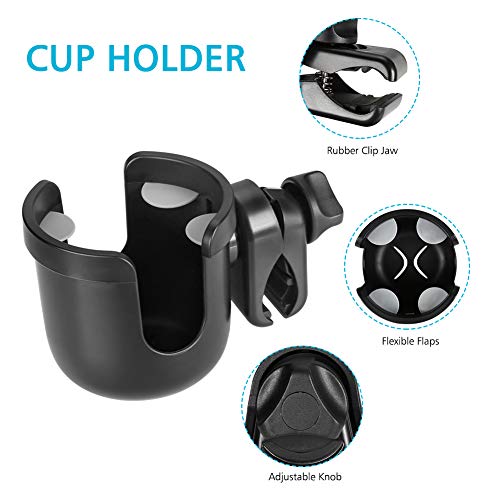 Image of Accmor Walker Cup Holder and Hook, 2-in-1 Wheelchair Cup Holder Attachment, Drinks Holder for Stroller, Walker, Wheelchair, Rollator, Scooter