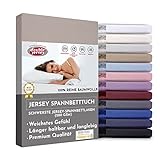 Double Jersey Premium Spannbettlaken 100% Baumwolle Jersey Bettlaken Oeko-Tex 100 Markenqualität – Spannbetttuch für 32 cm Matratzenhöhe - 120 x 200 cm - Perlgrau