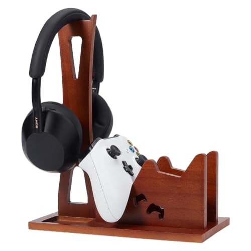 Soporte para auriculares con sillín de madera, ideal para el setup de streamers