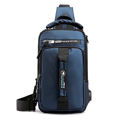 Shoulder Backpack Sling Chest Crossbody Bag Cover Pack Messenger Daypack Rucksack Bicycle Sport With USB Charging Port (Dark Blue)