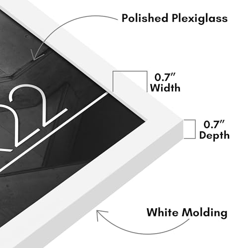 Americanflat 17x22 Picture Frame with Polished Plexiglass - Streamline Collection - Thin Border Picture Frame for Wall Display - Hanging Hardware Included - White