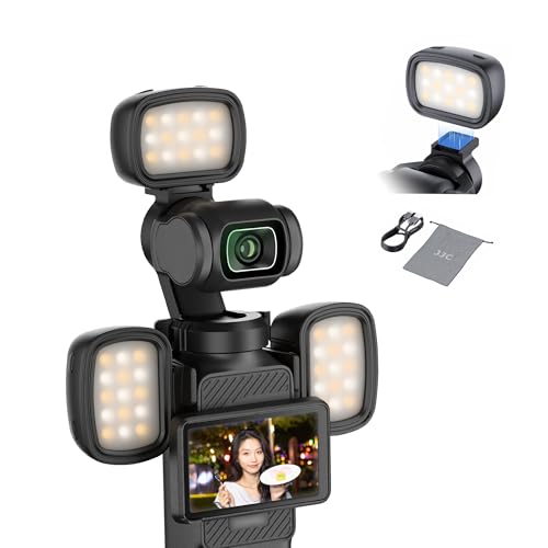 JJC 小型 LEDビデオライト Osmo Pocket 3用 補助灯キット (ライト *3個 マウントブラケット *2個) 全周照明 磁気吸着 撮影用ライト3000K-6500K色温度 3段階明るさ調節 200mAh Type-C充電式 オスモポケット3