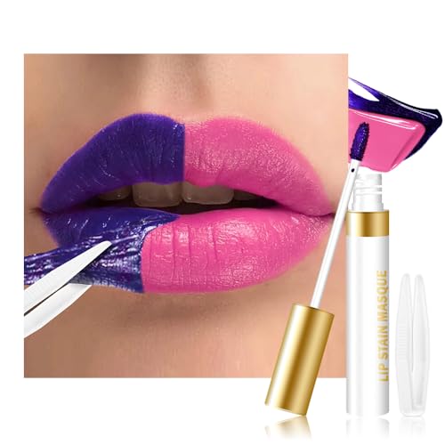 evpct Hot Pink Peel Off Lip Stain Tints with Tweezer, Matte Lipstick Lip Stain Gloss Long Lasting Waterproof for Women, Non-stick Cup Lipstick Peel Off High Pigmented 24 Hrs Original Lips Stains, 04