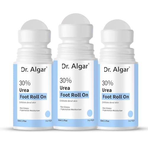 Image of Dr. Algar 30% Urea Foot Roll On for Dry & Cracked Heels | Intensive Moisturizing Foot Care | Softens Rough Skin & Calluses | Fast Absorbing Heel Repair Formula | 50 ML | Pack of 3