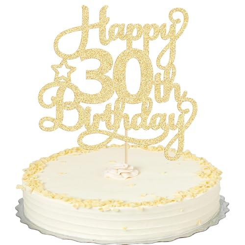 1 Pack Happy 30th Birthday Cake Topper Gold Glitter 30 & Fabulous Cheers to 30 Years Old 30th Birthday Cake Pick for Celebrating 30th Birthday Anniversary Party Cake Decorations Supplies