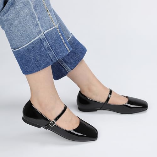 Image of Women's Mary Jane Shoes, Ballet Flats for Women, Square Toe Shoes for Women
