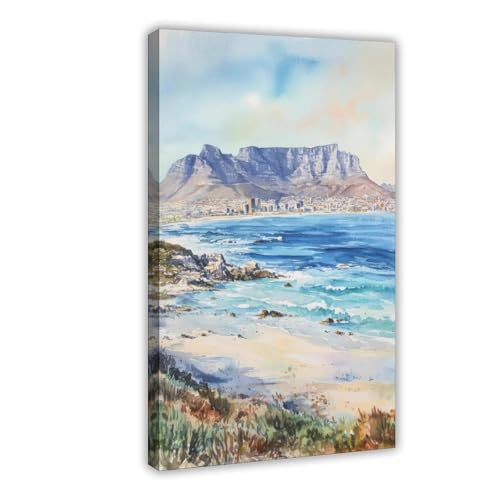 Toile aquarelle du Cap Afrique du Sud pour habiller un mur blanc vide