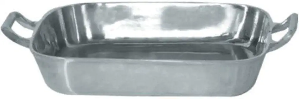 Forma Assadeira Tabuleiro Para Frango 36 cm Aluminio Polido Com Alças