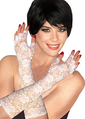 Rubies Forum Novelties Adult Lace Fingerless Gloves, White, One Size