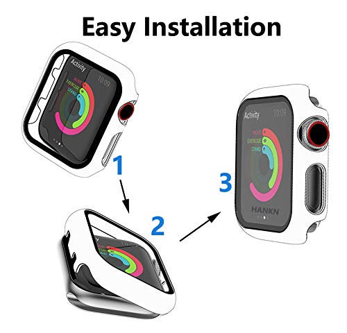 Image of HANKN 2 Pack Hard Case for Apple Watch Series 3 2 1 38mm Tempered Glass Screen Protector Case, Full Coverage Shockproof Iwatch Cover Bumper (Black x 2, 38mm)