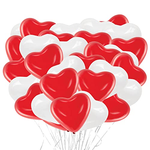 Herzluftballons Rot Weiß 50 Stück Herz Luftballon 12 Zoll Ballons mit Herzform für Hochzeitsdeko Weiß Hochzeitsballons für Hochzeitsfeier, Anniversary, Heiratsantrag Partyschmuck, JGA Deko Herzluftballons Rot Weiß 50 Stück Herz Luftballon 12 Zoll Ballons mit Herzform für Hochzeitsdeko Weiß Hochzeitsballons für Hochzeitsfeier, Anniversary, Heiratsantrag Partyschmuck, JGA Deko