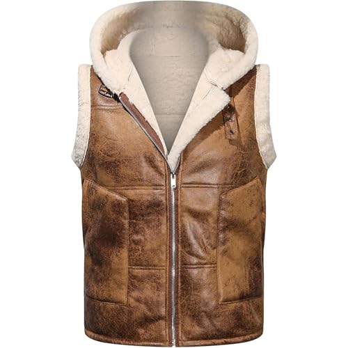 Veste d'hiver en cuir chaud à capuche homme contre le froid