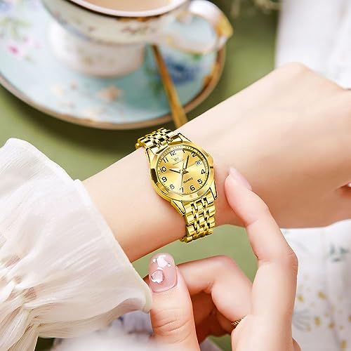 Image of OLEVS Womens Watch Fashion Dress Diamond Female Watches for Ladies Analog Quartz Stainless Steel Waterproof Luminous Day Date Two Tone Wristwatch