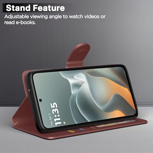 Image of Pikkme Flip Cover for Motorola Moto Edge 70 Fusion 5G Leather Finish | Inside TPU with Card Pockets | Wallet Stand and Shock Proof | Complete Protection Flip Case (Brown)