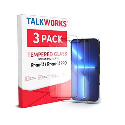 TalkWorks Premium Tempered Glass Screen Protector Compatible w/iPhone 13/13 Pro/14 - Anti-Glare...