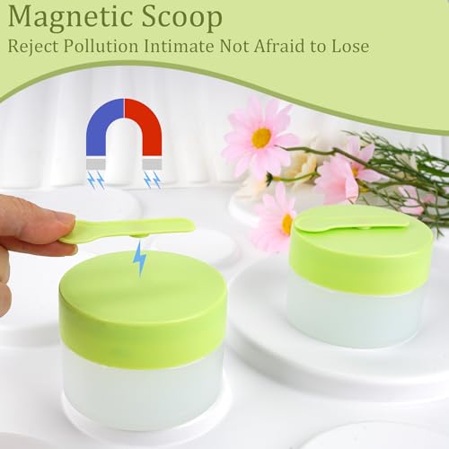 Travel Size Containers for Toiletries Travel Cream Jars 3.4oz/100ml 2Pcs Leak proof Plastic Jars Wide Mouth Small Cosmetic Containers with Lids Travel Accessories(Green)3