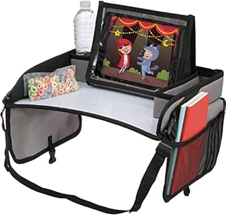 Lusso Gear Lap Tray for Toddler and kids, Table Tray for Travel, Car Seat, Airplane, Desk Essential Accessories and Road Trip Activities (Gray)…