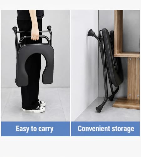 Image of Foldable Portable Commode Stool for Adults Stainless Steel Toilet Chair with Non Slip Legs Open Seat Bathroom Support Chair