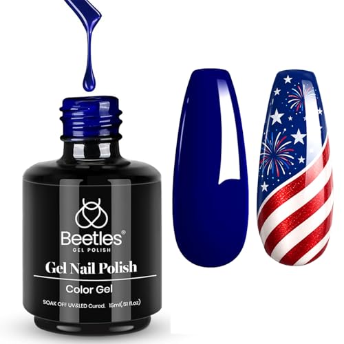 Beetles Navy Blue Gel Nail Polish - Midnight Ocean 15ML Dark Blue Gel Polish Soak Off UV LED Lamp Nail Art Manicure Salon DIY Home Summer Nails