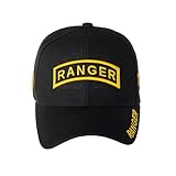 Artisan Owl U.S. Army Ranger Embroidered Logo Baseball Cap - Adjustable Hook and Loop Closure (Black)