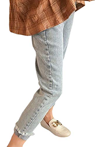 Girls' Fashion Ripped Stretch Waist Skinny Jeans Denim Pants3