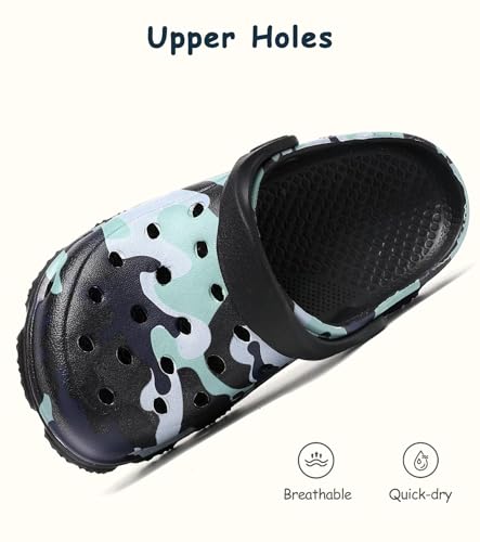 Image of Boys and Girls Tie Dye Clogs for Kids,Unisex Eva Mules for Big Kid,Little Kid,Boy and Girl Closed Toe Slide Sandals,Black and White