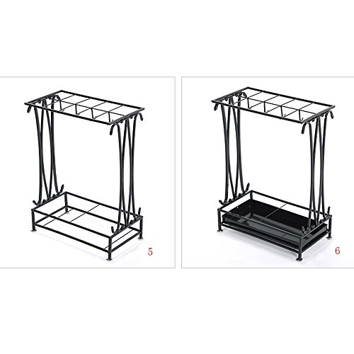 Image of INDIAN DECOR 502465 Creative Umbrella Stand - Floor-Standing Hotel Lobby Black Iron Art Umbrella Storage Rack Size: 50x24x65cm