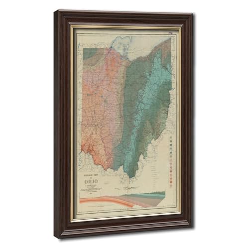 Atlas géologique Ohio 1872 : affiche rétro pour sublimer un bureau ou salon