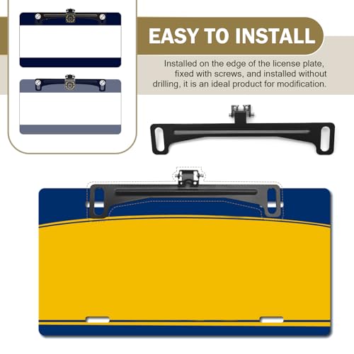 Image of Pack-1 Car License Plate Frame Rear View Camera Bracket, 7.8 inch x 1.4 inch US Standard Metal Rust-Proof License Plate Holder, 0.59 inch Reversing Camera Mounting Bracket, Universal for Cars (Black)