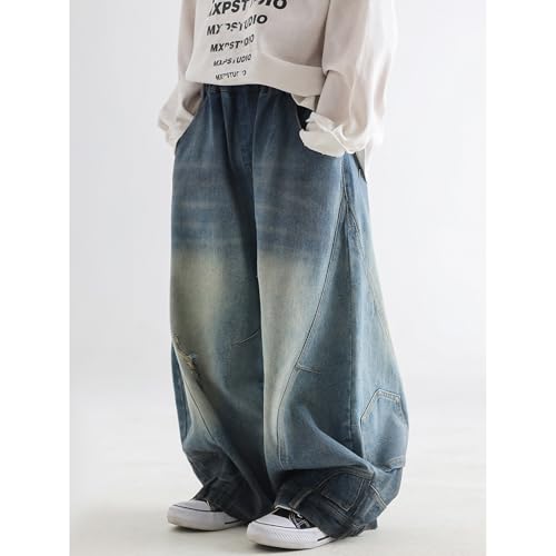 Baggy Jeans Kids Ripped Panel Stitch Loose Fit Wide Leg Jeans Hip Hop Streetwear Baggy Pants Boys Distressed with Holes2