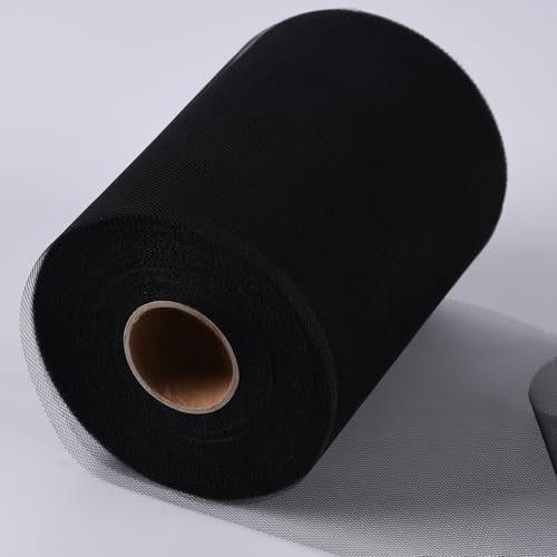 SAYUAN Black Tulle Fabric Rolls 6 Inch by 100 Yards (300 feet) Tulle Roll for DIY Tutu Skirt Baby Shower Birthday Party Wedding Decorations Hallowmas Crafts
